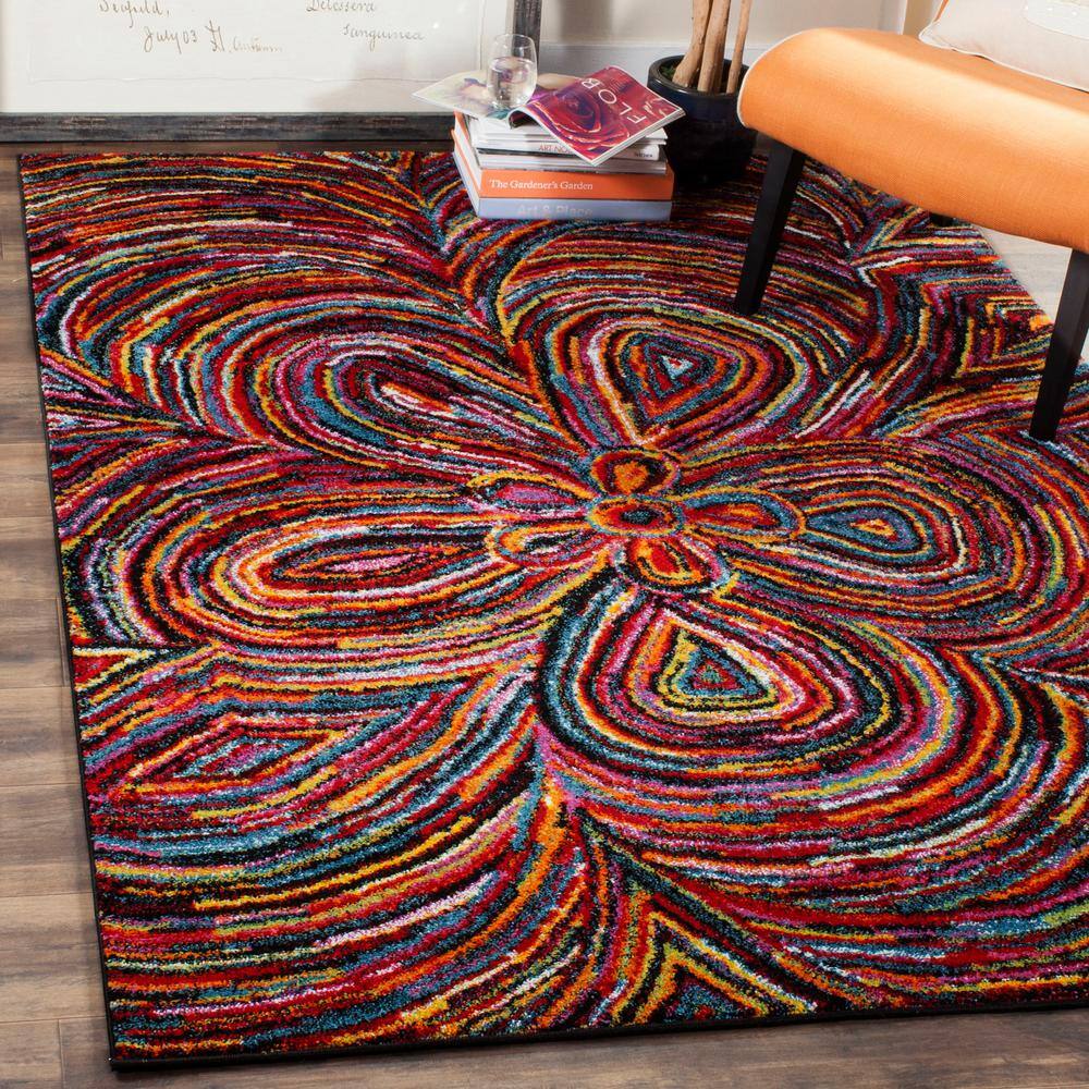 Psychedelic Art Inspired Multicolor Synthetic 4' x 6' Area Rug