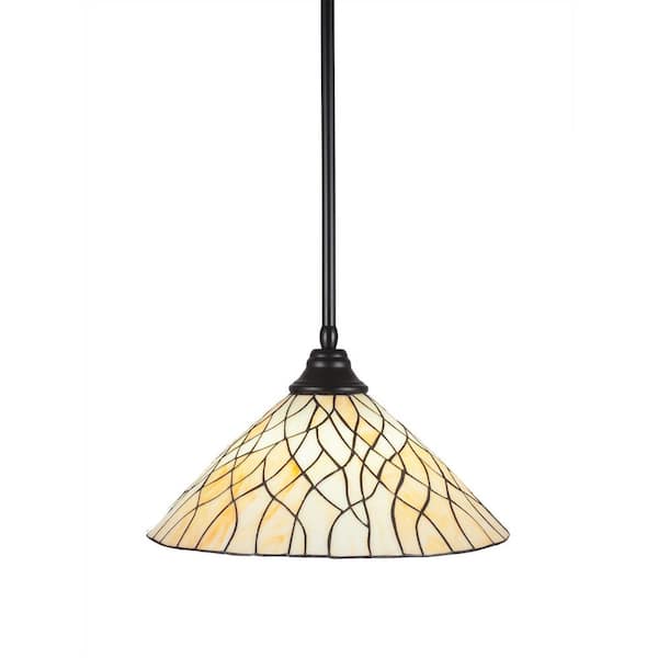 Unbranded Sparta 100-Watt 1-Light Matte Black Bowl Mini Pendant Light with Glass Shade