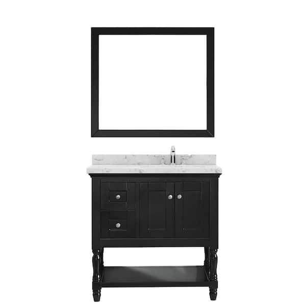 Virtu USA Julianna 36 in. Single Bath Vanity in Espresso with Cultured Marble Quartz Top and Round Sink