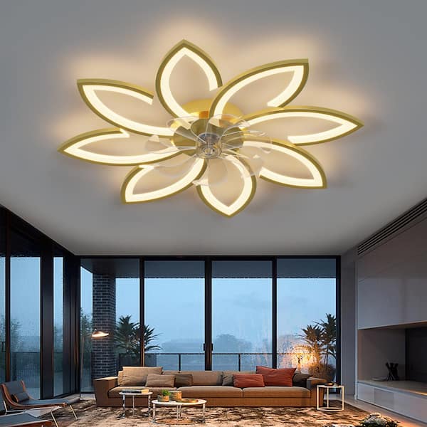♡FBHL♡ PUDO 35.4 in. Gold Flower Type Integrated LED Indoor Ceiling