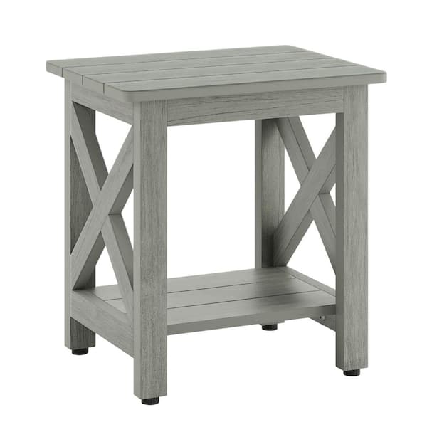 Misopily Small Outdoor Side Table HDPS Adirondack Patio End Table 2 Tier Porch Pool Garden Weather Resistant Grey