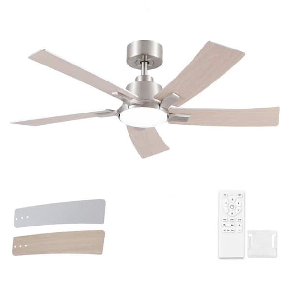 Stylish 46 in. Integrated LED Indoor Nickel Standard Downrod Mount Ceiling Fan with Remote Contorl and Reversible Motor