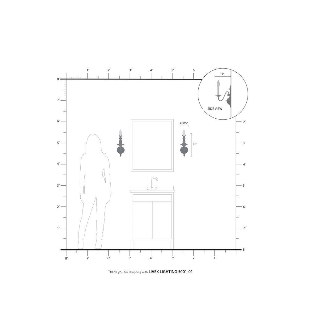 Colonial Brass 13'' Dimmable Direct Wired Wall Sconce