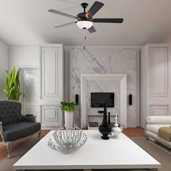 Edvivi 52 in. Indoor Matte Black 5-Blade Reversible Ceiling