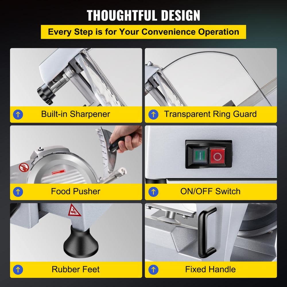 VEVOR 10'' Aluminum Commercial Meat Slicer with Blade Guard