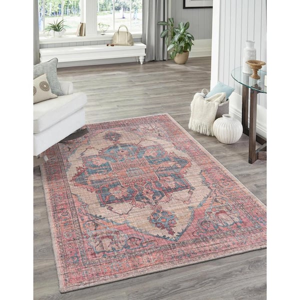 Nostalgia Ella Antique Beige 9 ft. x 12 ft. Machine Washable Area Rug