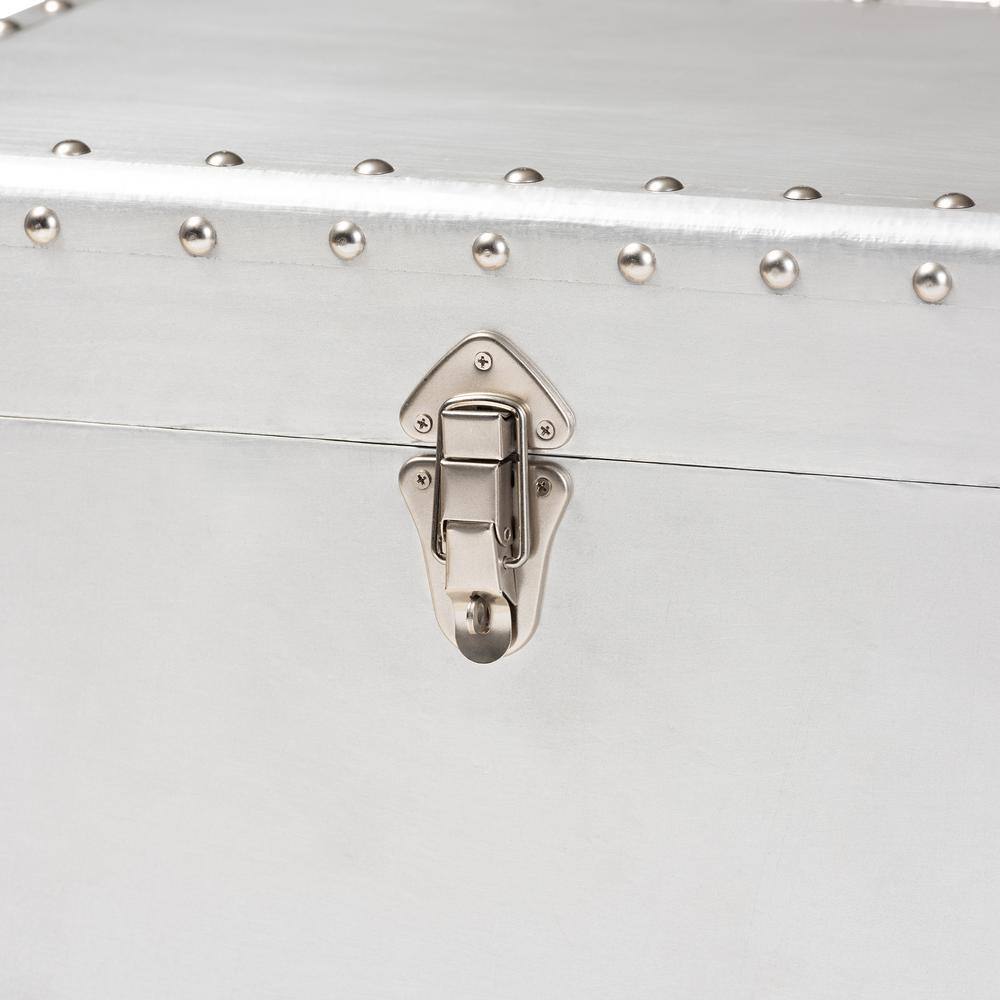 Serge Silver Metal Industrial 2-Drawer Accent Cabinet