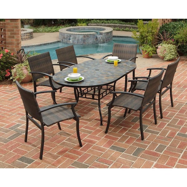 Homestyles Stone Harbor 7 Piece Slate, Outdoor Patio Tiles Home Depot