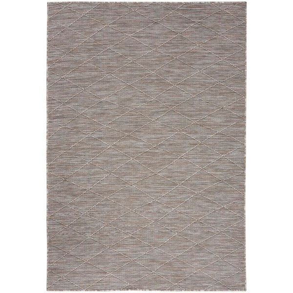 Nourison Washable Solutions Grey/Mocha 4 ft. x 6 ft. Diamond Contemporary Area Rug