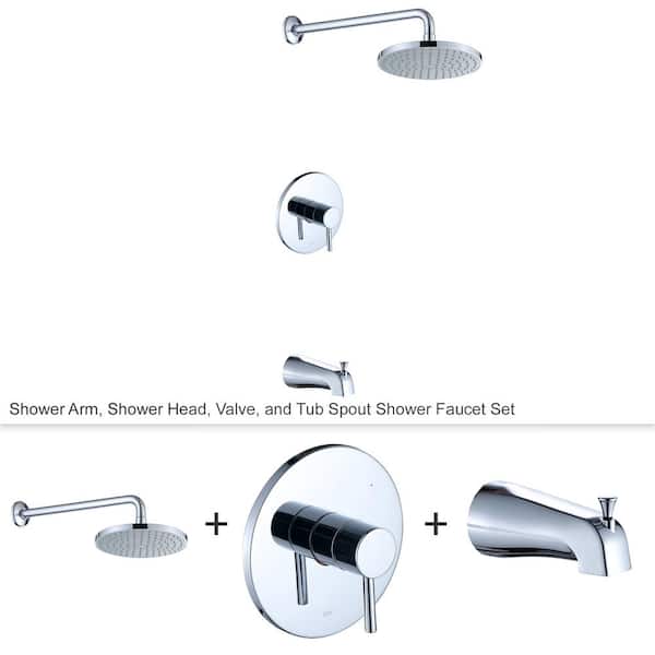 LUXIER Single-Handle 1-Spray Bathtub and Shower Faucet with Valve in Chrome (Valve Included)