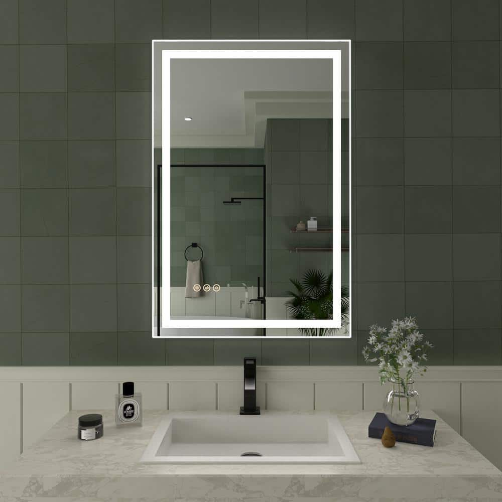 TaiMei 20 in. W x 30 in. H Frameless Beveled LED Single Bathroom Vanity ...