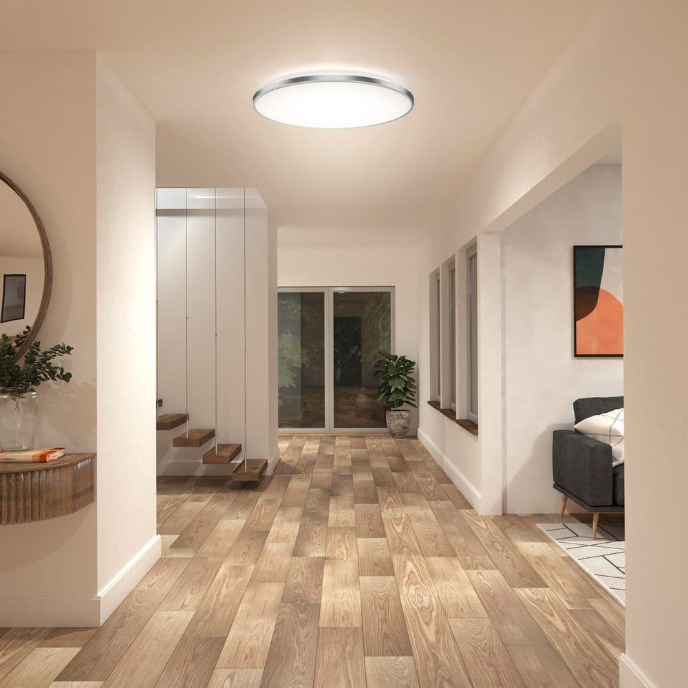 Jupiter 23 in. Modern Round Polished White Integrated LED Flush Mount price history on PriceWatchPro