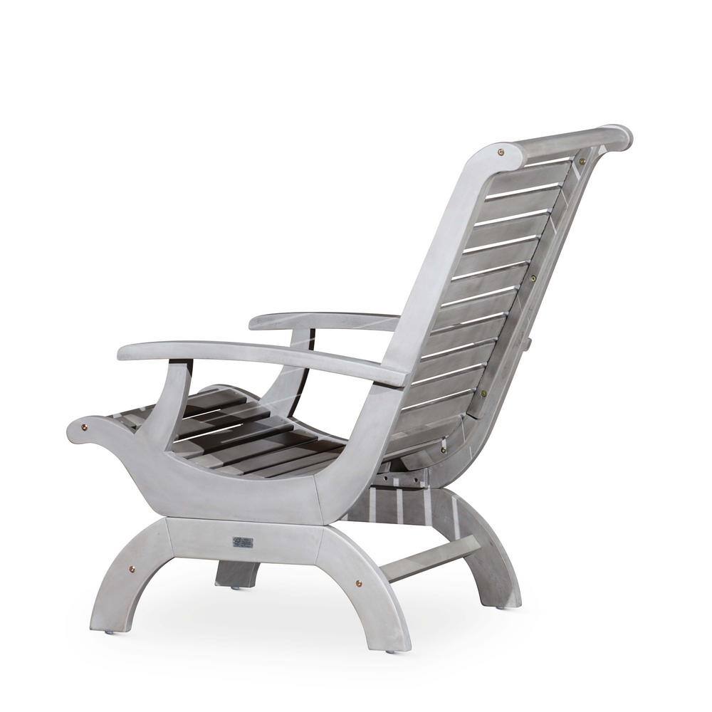 Silver Gray Solid Wood Outdoor Lounge Armchair
