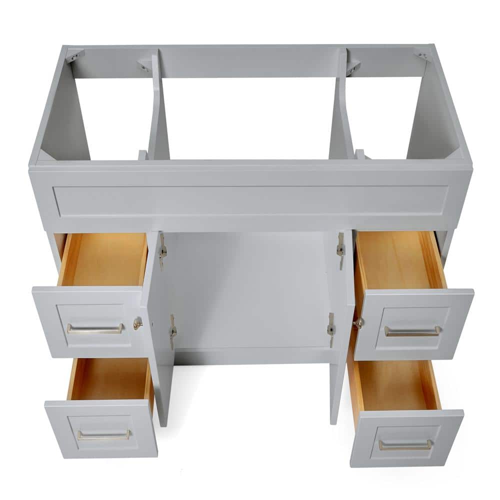 Hamlet 42-Inch Grey Freestanding Bathroom Vanity Cabinet with Brushed Nickel Hardware