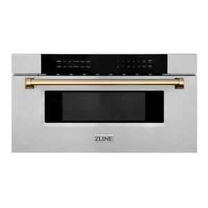 30 in. W 1.2 cu. ft. 1000-Watt Built-In Microwave Drawer in Stainless Steel and Champagne Bronze Accents