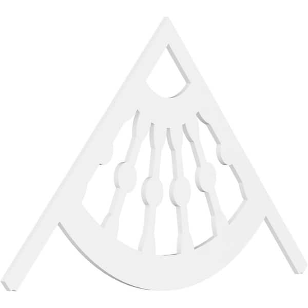 Ekena Millwork 1 in. x 72 in. x 42 in. (14/12) Pitch Classic Wagon Wheel Gable Pediment Architectural Grade PVC Moulding