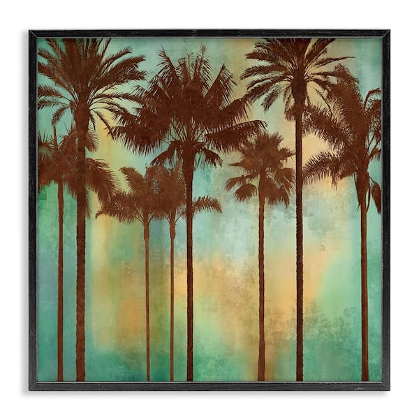 Stupell Industries Palm Trees over Gradient by John Seba Black Framed Nature Giclee Art Print 24 in. x 24 in.