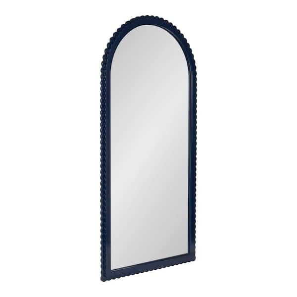 Scallia Navy Blue 20 in. x 42 in. Arch Wood Wall Mirror