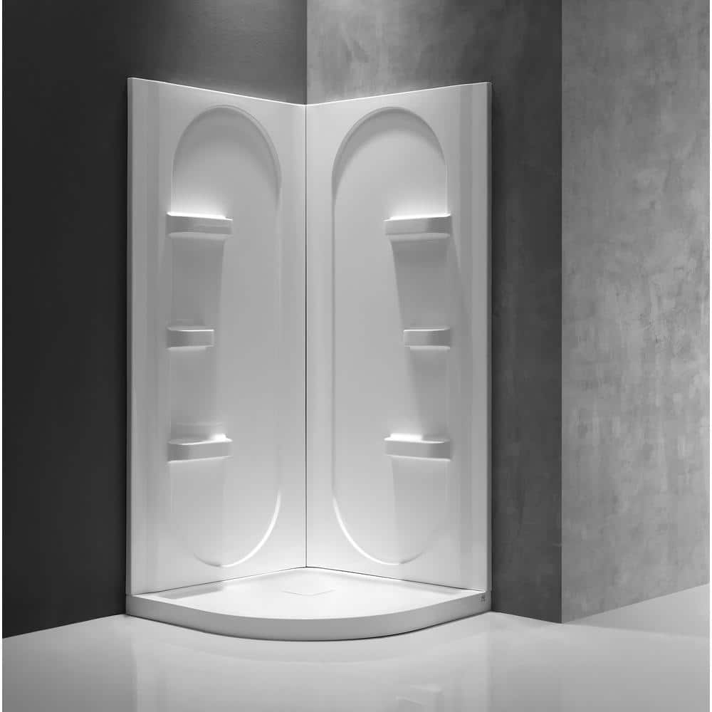 ANZZI Studio 38 in. x 38 in. x 75 in. 2piece DIY Friendly Corner Shower Surround in White SW