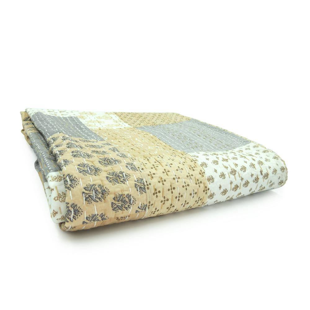 Soft Nude Cotton Patchwork Throw Blanket