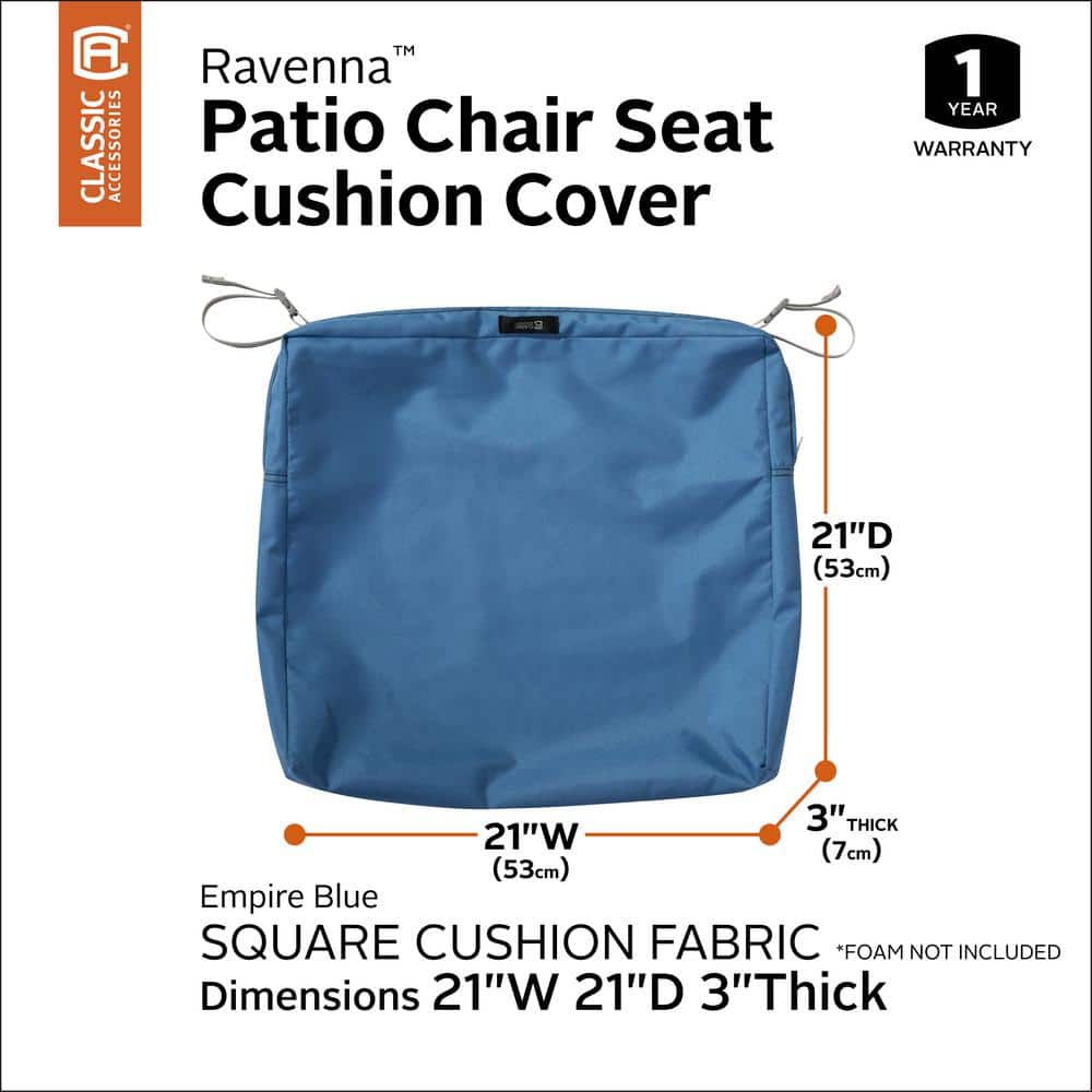 Empire Blue Water-Resistant Outdoor Patio Cushion Cover, 21" x 21"