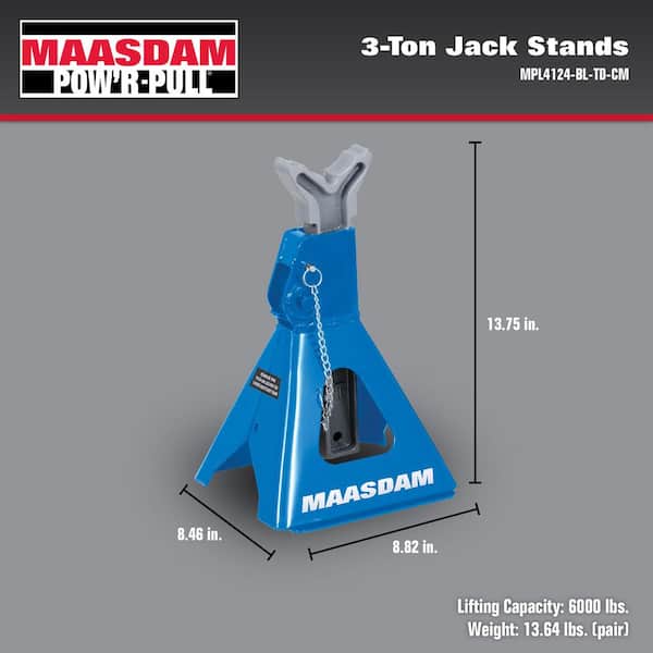 Maasdam 3-Ton Car Jack Stands in Blue MPL4124-BL-TD-CM - The Home