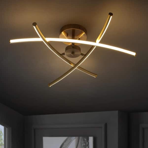 JONATHAN Y Crucis 31.5 in. Integrated LED Gold Modern Metal Pendant