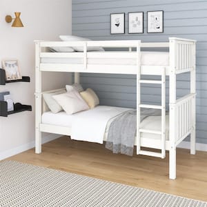 KINGston Convertible Wood Bunk Bed, White, Twin Over Twin