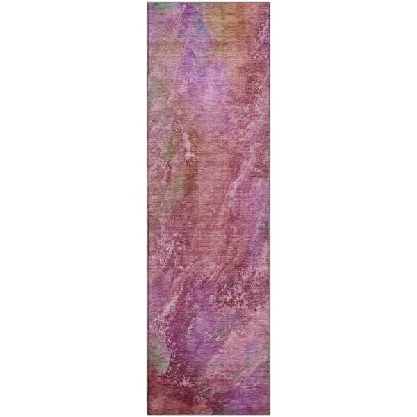 Mayfield Premium Machine Washable Abstract AMF2308 Blush 2 ft. x 7 ft. Runner Rug