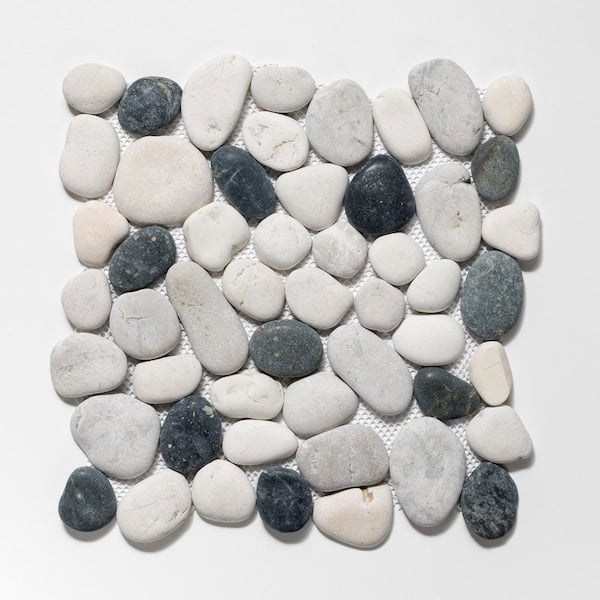 Cruz Bay Classic Pebble Tile River Grey 11-1/2 in. x 11-1/2 in. x 12.7 mm Mesh-Mounted Mosaic Tile (10.12 sq. ft. / case)