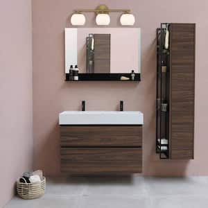 Moon Breeze 24.75 in. 3-Light Brushed Gold Modern Glam Vanity with Etched Opal Glass Shades