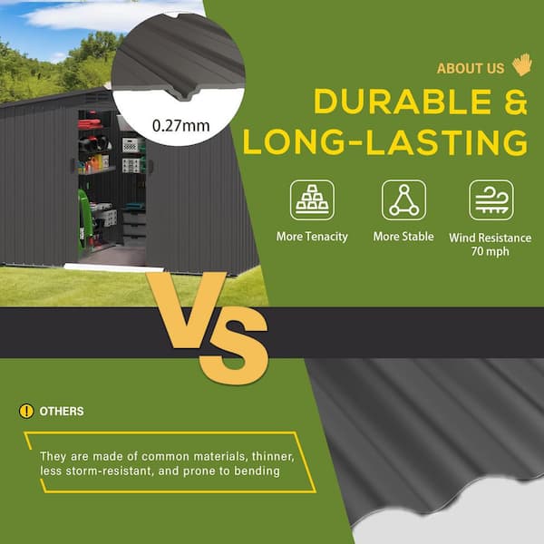 AECOJOY 8 ft. W x 6 ft. D Metal Shed with Design of Lockable Doors