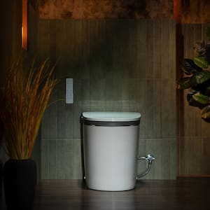 Elongated ADA Smart Bidet Toilet 1.1/1.6 GPF in White with Auto Open/Close, Foam Shield, Foot Sensor, Heated Seat