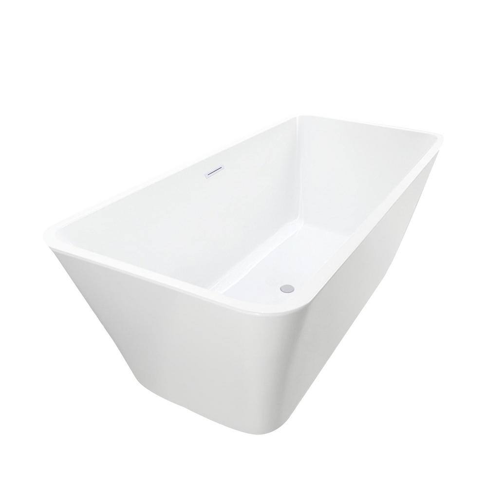 67'' Pure White Acrylic Freestanding Soaking Bathtub