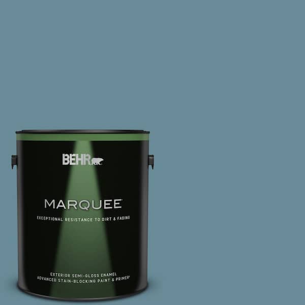 BEHR MARQUEE 1 gal. #BIC-22 Relaxed Blue Semi-Gloss Enamel Exterior Paint & Primer