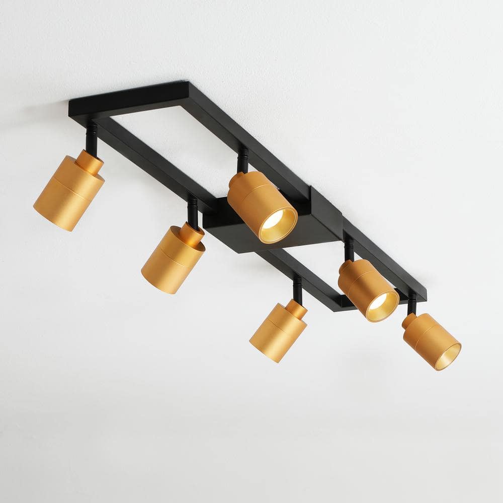 Vidalite Black and Gold Iron Rectangle Semi Flush Mount