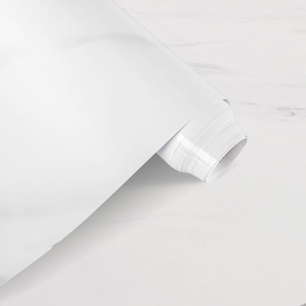 Jeedeson 23.62 in. x 196.85 in. White Marble Peel and Stick Oil-Proof Wallpaper, Easily Removable Covering Paper for Kitchen