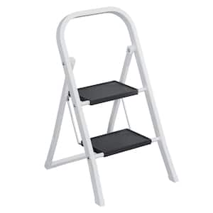 2.6 ft. White Metal Folding 2 Step Ladder (6 ft. Reach), 300 lbs. Load Capacity Type IA Duty Rating