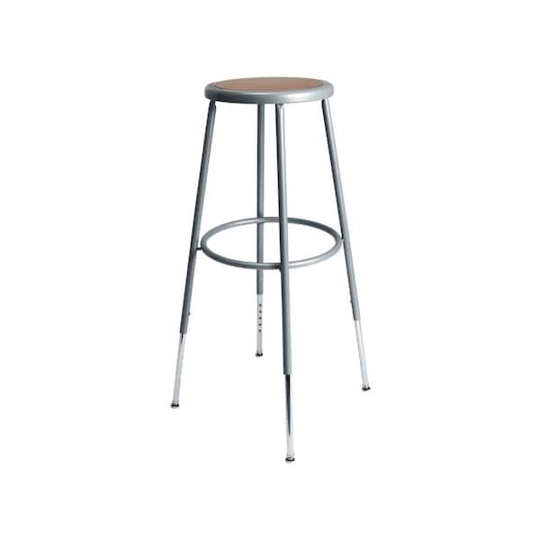 HAMPDEN FURNISHINGS Felix Collection Height Adjustable 32 in. to 39 in. Stool, Grey Metal Frame, Masonite Seat Pan, Assembly Ready