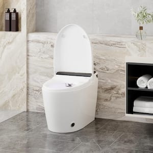 Dual Flush 1-Piece Toilet 1.28 GPF Smart Toilet with Sensor Flush, Elongated WhiteMassage Cleaning, Heated, Night Light