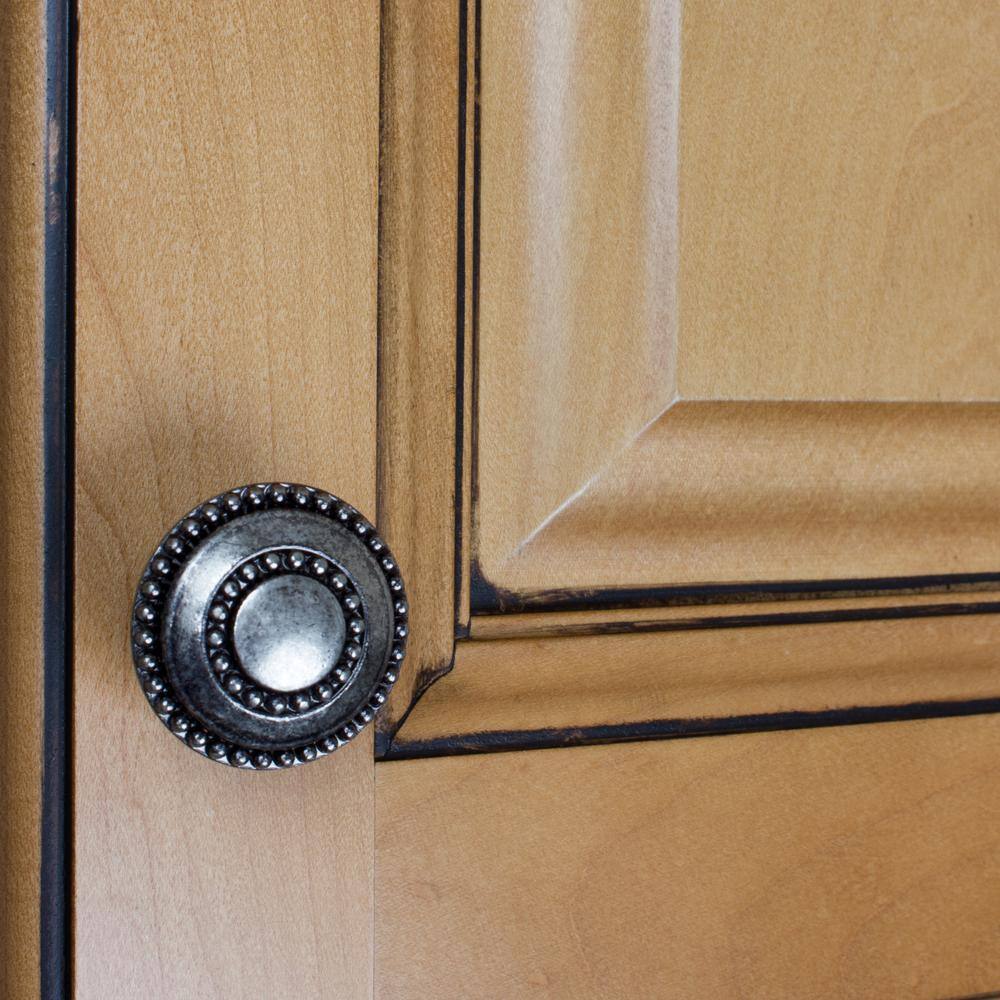 Weathered Nickel Beaded Round Cabinet Knob Set