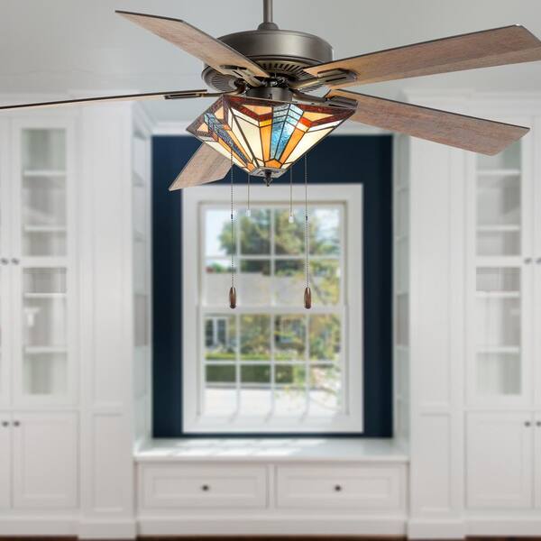 River of Goods Tiffany-Style Stained Glass Ceiling Fan - 52inch L