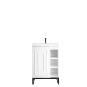 Alicante' 24 in. W x 18.3 in. D x 35.5 in. H Bath Vanity in Glossy White with White Glossy Resin Top