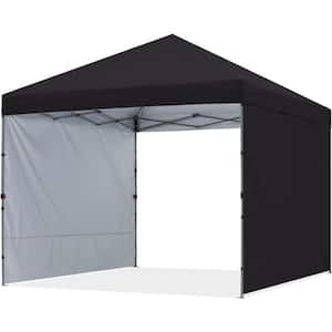 10 ft. x 10 ft. Black Instant Pop Up Canopy Tent with 2 Removeable Sidewalls