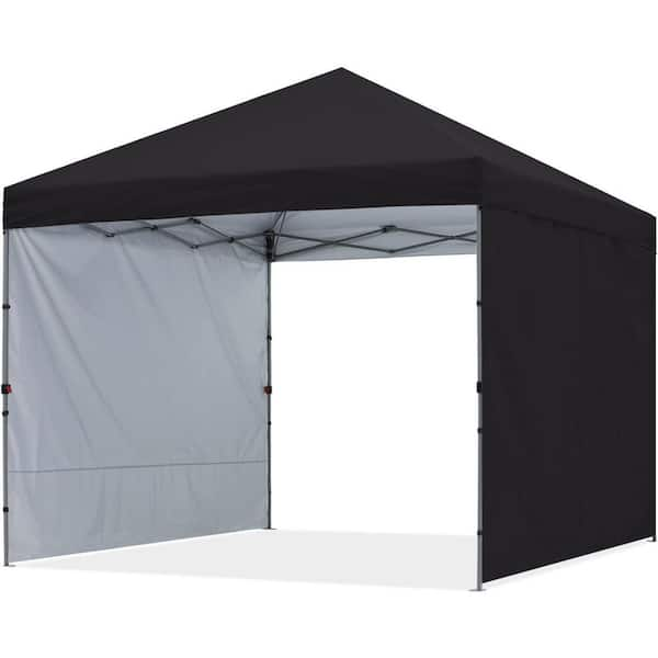 ABCCANOPY 10 ft. x 10 ft. Black Instant Pop Up Canopy Tent with 2 ...