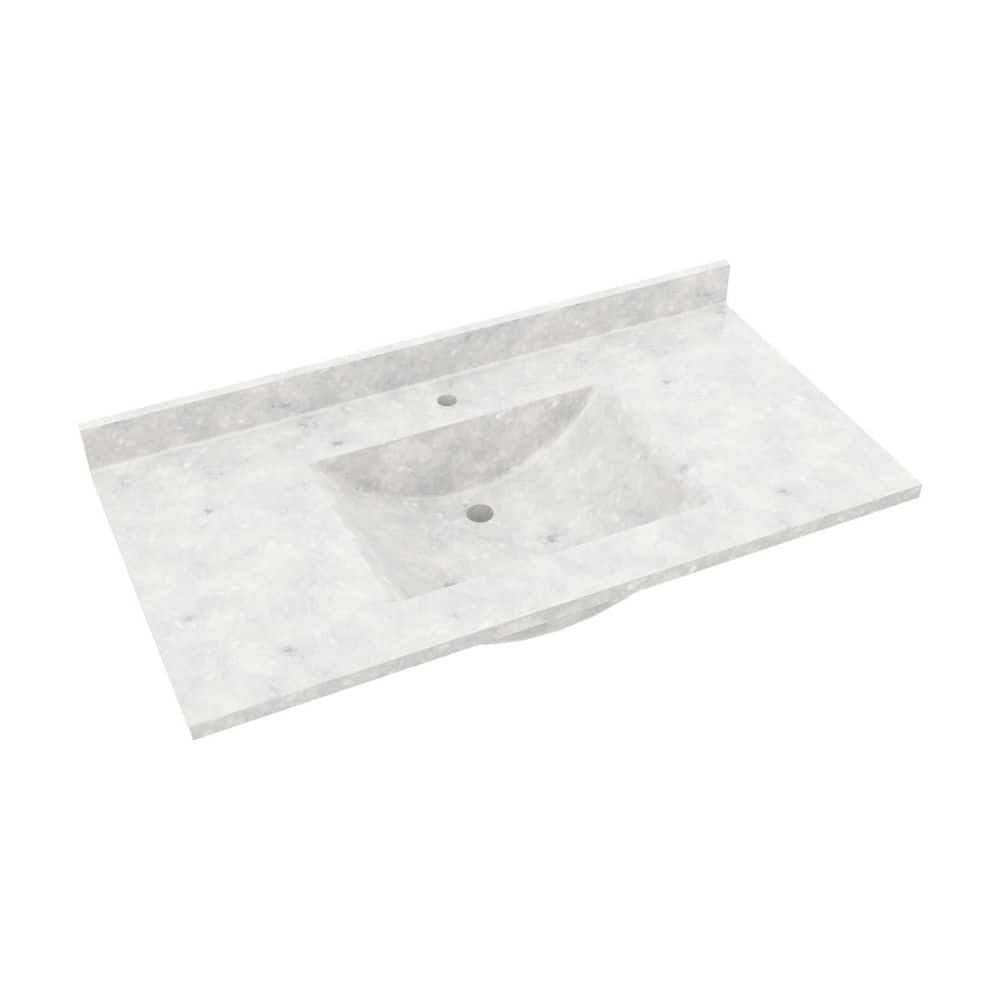 Ice Gray Engineered Solid Surface 43'' Single Bathroom Vanity Top with Sink