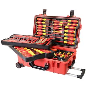 80-Piece Master Electrician's Insulated Tools Set In Rolling Hard Case