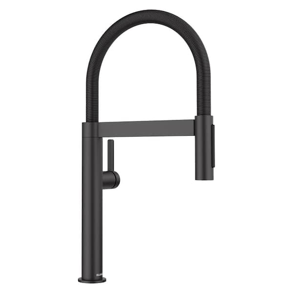Blanco Culina II Mini Single Handle Pull Down Sprayer Kitchen Faucet in Matte Black