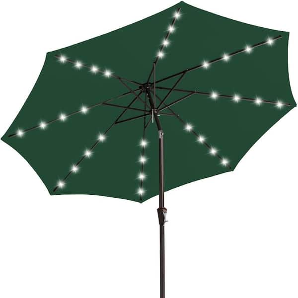 9 gorman lighted patio umbrella hcman 9 ft. Outdoor Patio Umbrella with Solar Lights, Tilt, Crank, LED  Lighted Umbrella for Deck, Yard, Pool and Market, Green EOV-1653961