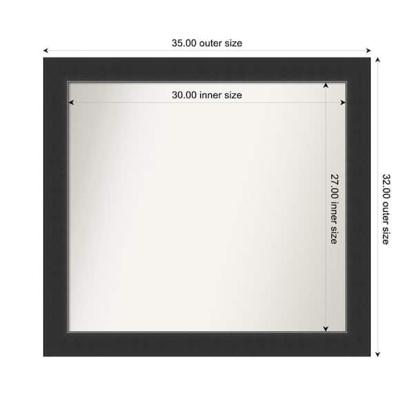 Amanti Art Corvino Black 35 in. x 32 in. Custom Non-Beveled Wood Framed Bathroom Vanity Wall Mirror